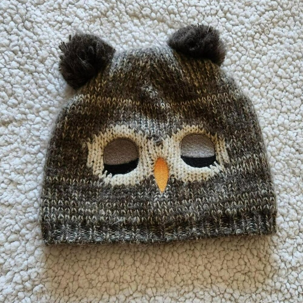 Vintage Y2k brown owl Knit Beanie Outdoors Scandi Girl Granola Girl Indie - Picture 1 of 7